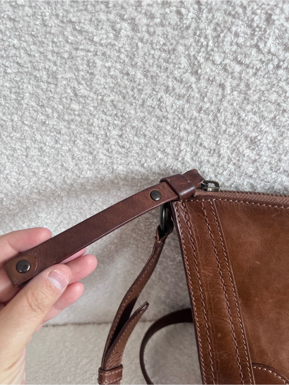 Frye Melissa‎ Zip Crossbody Leather Brown Purse Bag - Picture 8 of 15